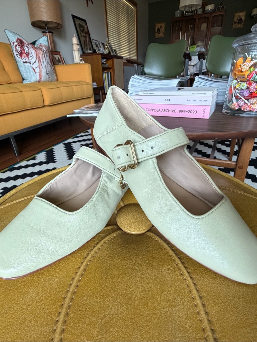 Women’s Sam Edelman Mary Jane Flats in Pale Mint Green with Buckle
